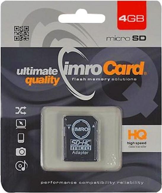 Produktbild IMRO Karta pamieci microSD 4GB adp 10C (4 GB, microSDHC, U1, UHS-I)