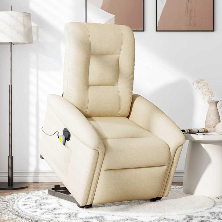 Immagine prodotto VidaXL Poltrona massaggiante con ausilio stand-up in tessuto crema