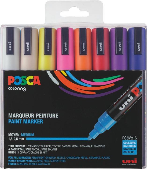 Immagine prodotto Posca Marchio PC-3M a punta tonda (Multicolore, 1.30 mm, 8 x)