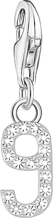 Thomas Sabo Charm-Anhänger Zahl 9 mit weissen Steinen Silber (925er Silber)