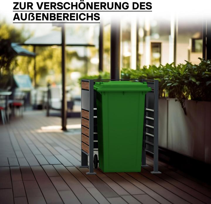 Produktbild Wiltec Mülltonnenzaun für eine Tonne Holzoptik Mülltonnenbox 60-240l Sichtschutz