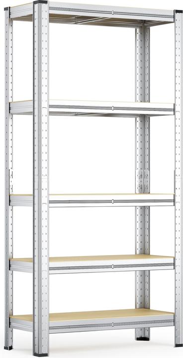 Actual product image Wiltec Heavy-duty Shelving System Zincked Boltless Steel 154x75x30cm Total Load of 875kg 5 Racks
