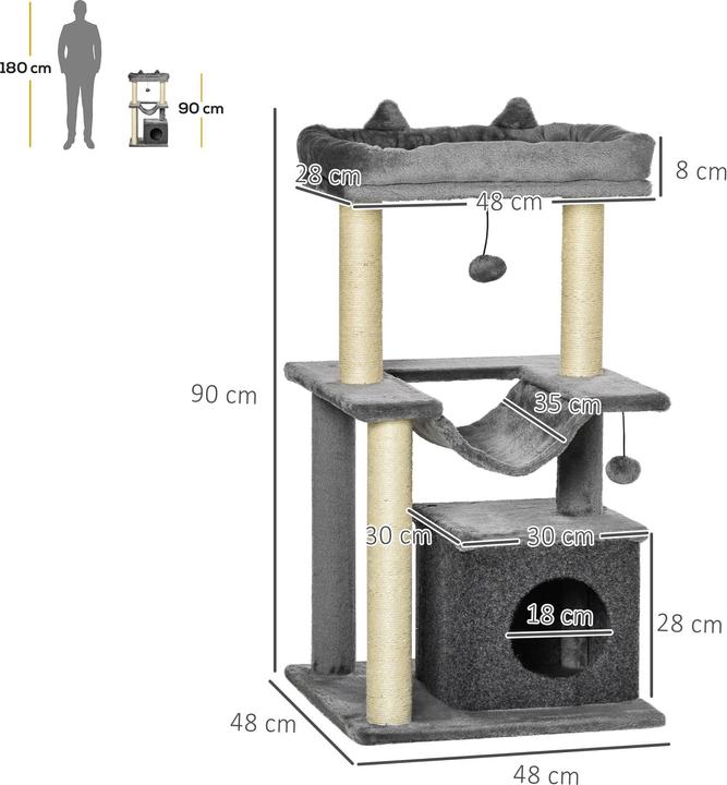 Immagine prodotto Jamb Albero per gatti (90 cm, Grigio e crema)