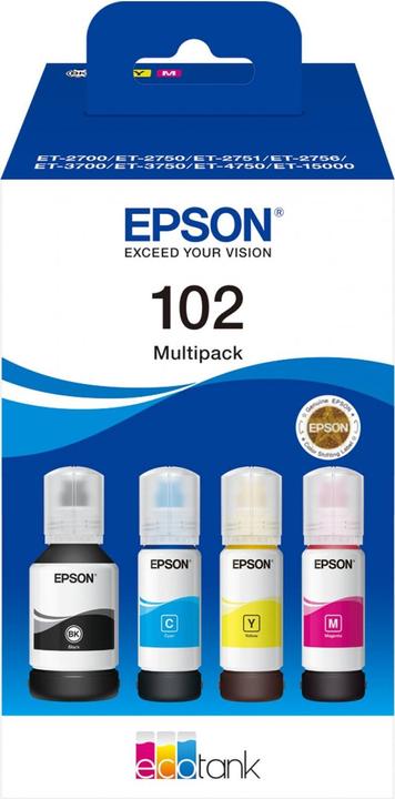 Epson 102 EcoTank 4 couleurs multipack (M, CF, C, Y)