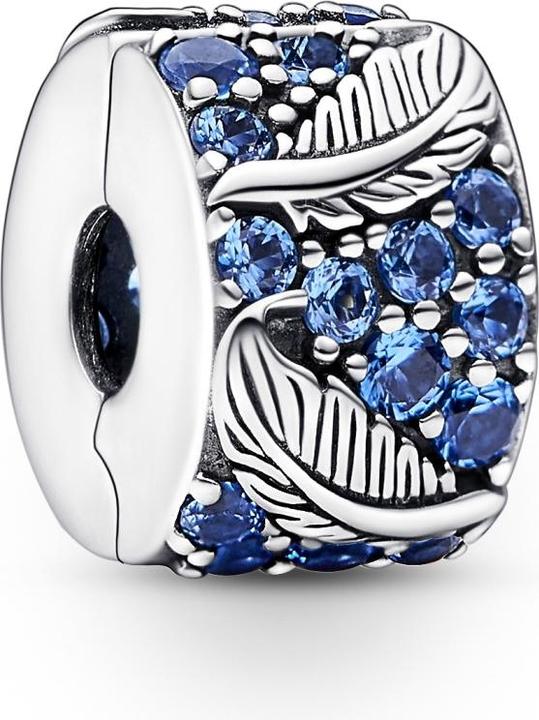 Pandora Geschwungene Feder & Pavé Clip (Sterling Silber 925)