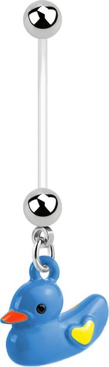 Star Piercing Banane Schwangerschaft mit Ente blau (ohne Messing, Bioflex, Chirurgenstahl 316L)