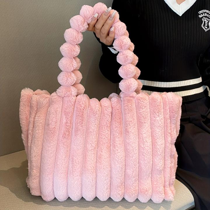 Immagine prodotto Only-Bags.Store Borsa tote in felpa, borsa a tracolla leggera e capiente, borsa versatile in tinta unita per i