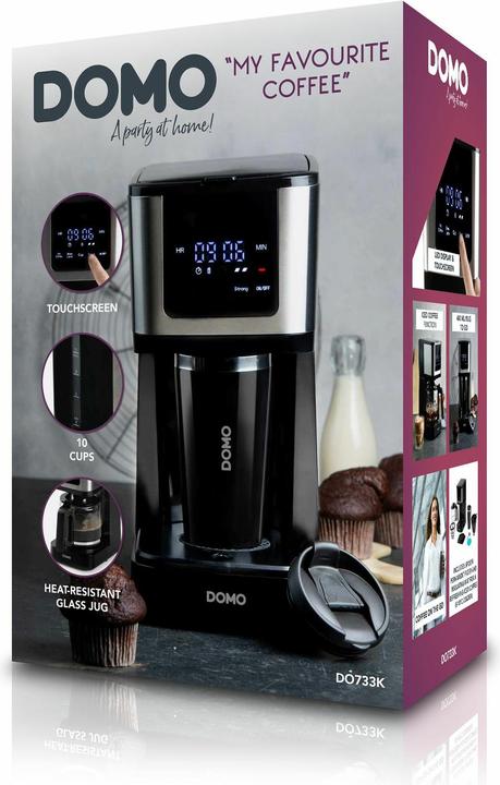 Actual product image Domo CAFETIÈRE DO733K 1,25L 10 CUPS MUG 400ML COMMANDES TACTILES/ÉCRAN LED FILTRE PERMANENT