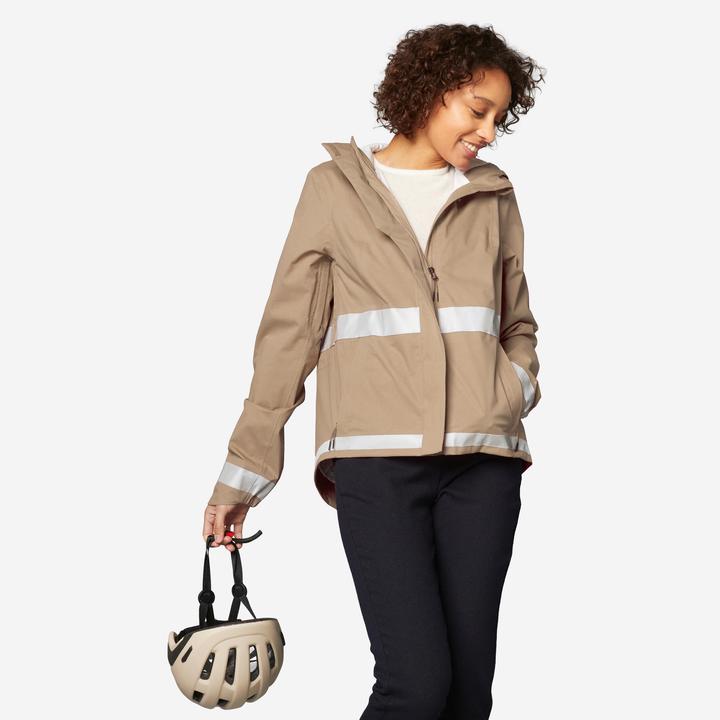 Produktbild Btwin Women's City Cycling Night Visibility Rain Jacket 540 - Beige (XL)