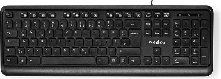Nedis Wired Keyboard | USB-A | Multimedia | QWERTZ | DE-Layout | Numeric Keyboard (DE, Cable)