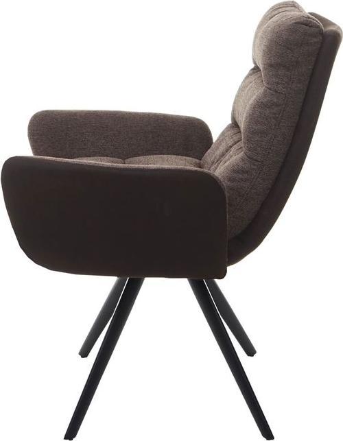 Produktbild Mendler 6er-Set Esszimmerstuhl HWC-G66, Küchenstuhl Stuhl, drehbar Auto-Position Stoff/Textil - braun-dunkel