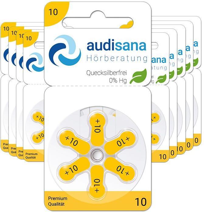 Produktbild Audisana 10 (PR70 Gelb) - 60 Hörgerätebatterien (60 Stk., 10, 100 mAh)