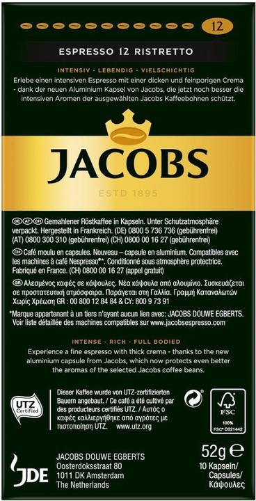 Immagine prodotto Jacobs Espresso 12 Ristretto (10 x Porta.)