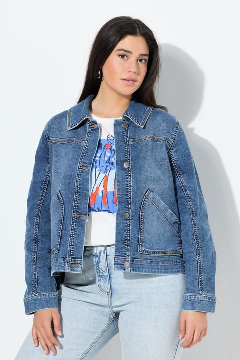 Produktbild Ulla Popken Jeansjacke, Rückendruck, Oversized, Hemdkragen (62)