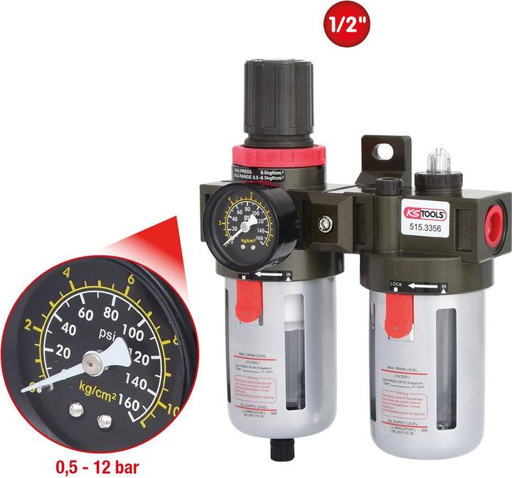 Produktbild KS Tools 1/2 Druckluft-Wartungseinheit. 0.5-12bar 515.3356