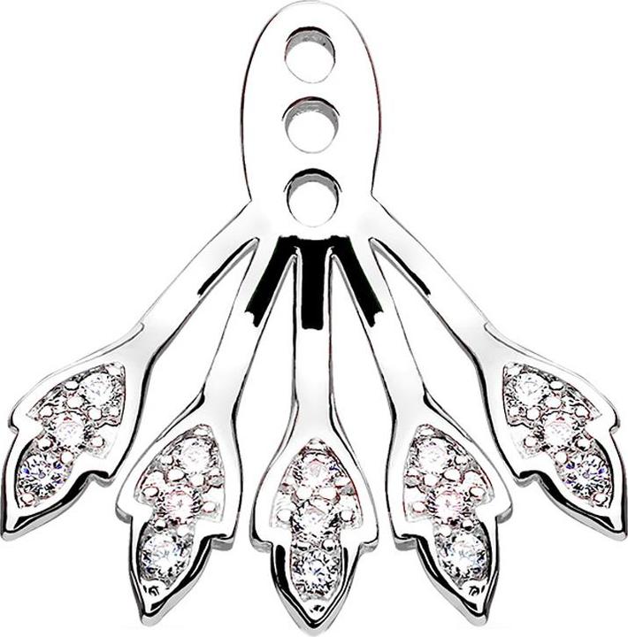 Star Piercing Ohrring Ear Jacket silber mit fünf Kristallblätter