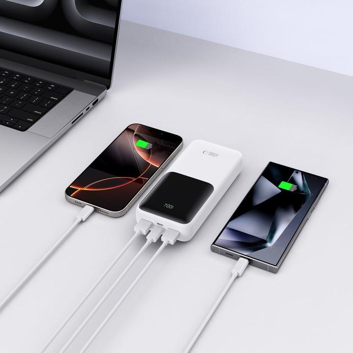 Actual product image Tech-Protect Powerbank PB02 20000mAh 22.5W - white (20000 mAh, 22.50 W)
