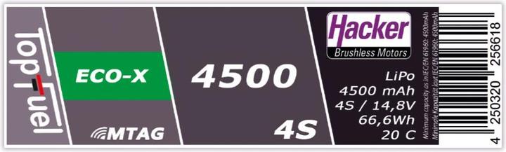 Actual product image Hacker LiPo Pack TF ECO-X 4500mAh 4S MTAG (14.80 V, 4500 mAh)