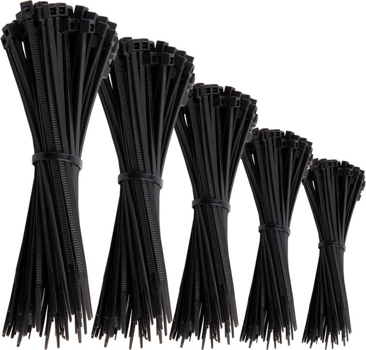 Produktbild Offgridtec Kabelbinder 1000 Stk. Schwarz Nylon UV-Beständig Verschiedene Längen 100mm 150mm 200mm 250mm 300mm (Kunststoffkabelbinder, 300 mm, 1000 Stk.)