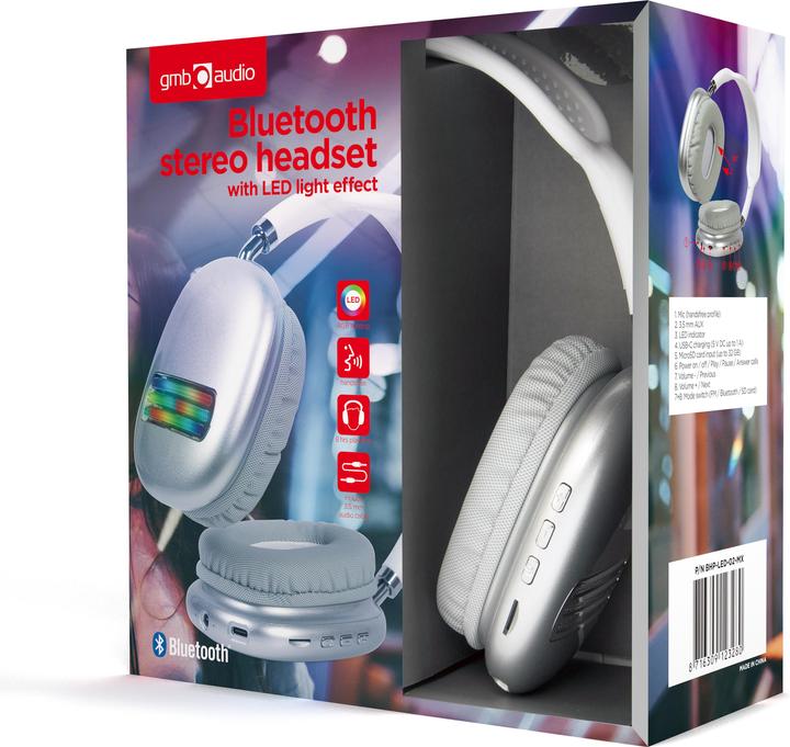 Produktbild Gembird Bluetooth stereo LED headset (8 h, Kabelgebunden)