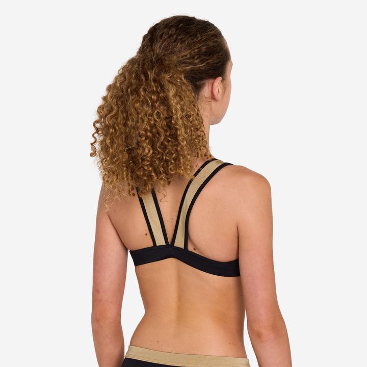 Image du produit Olaian Haut de maillot de bain triangle surf Fille - 900 Lily noir et or (140)