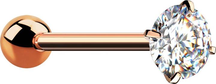 Star Piercing Barbell rosegold mit Kugel und Kristall silber gefasst (ohne Messing, Chirurgenstahl 316L)