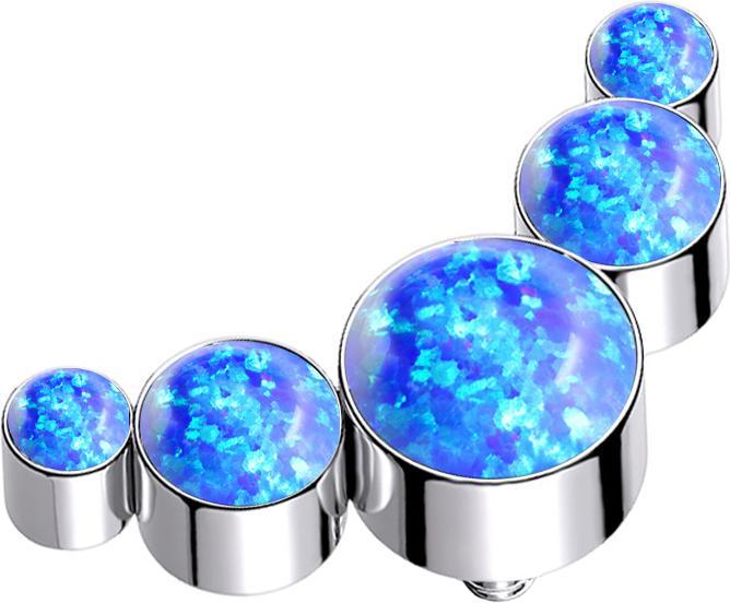 Star Piercing Dermal Anchor silber fünf Opale blau (ohne Messing, Titan G23)