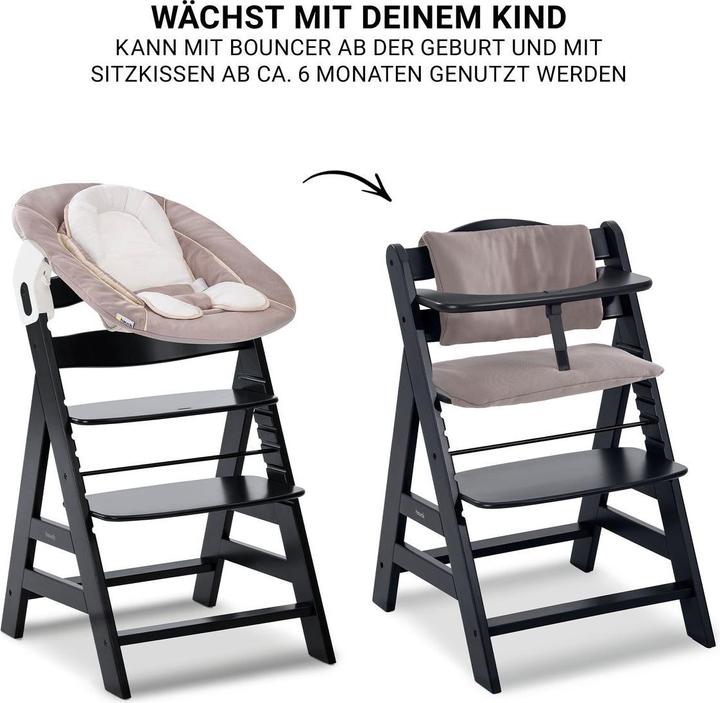 Produktbild Hauck Hochstühle Alpha Plus Black 4-tlg. Newborn Set - Hochstuhl (Hochstuhl)