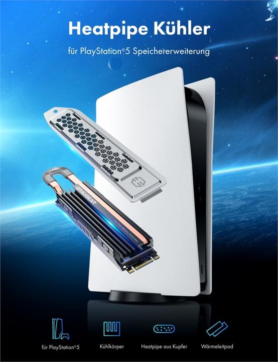 Produktbild Graugear Kühlkörper SSD M.2NVMe 2280 für PS5 Speichererweit.
