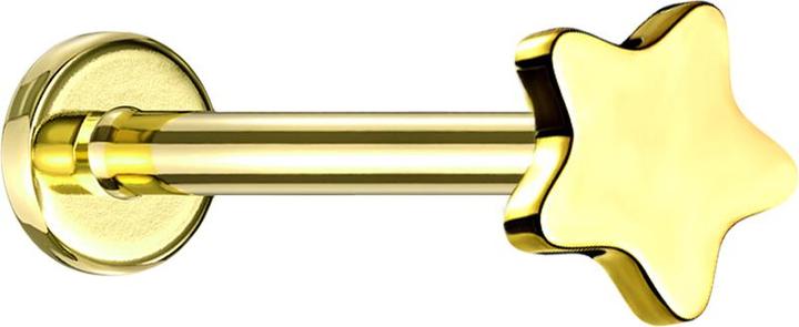 Star Piercing Micro Labret Innengewinde vergoldet Stern (ohne Messing, Titan G23)