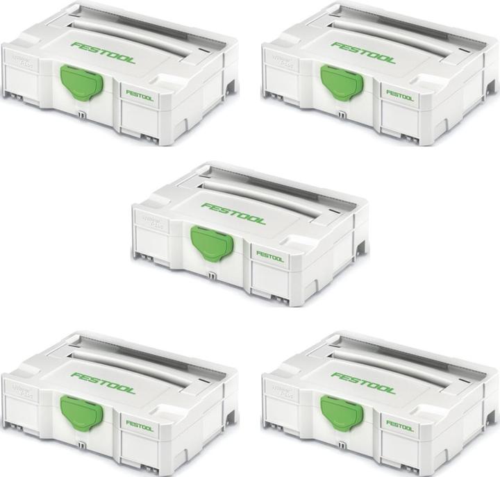 Produktbild Festool 5 x Systainer T-LOC SYS 1 TL Werkzeug Koffer lichtgrau koppelbar ( 497563 )