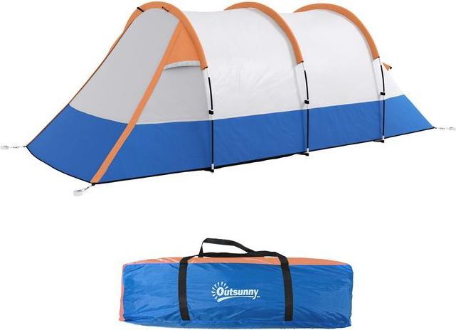 Produktbild Swisshandel24 Campingzelt, Tunnelzelt für 3 Personen, mit Lichthaken, Vorzelt für Garten, orange (Tunnelzelt, 3 Personen)