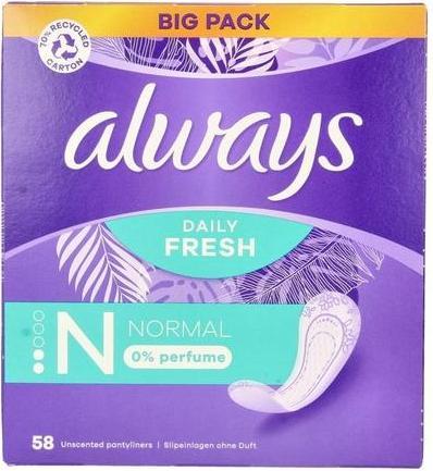 Produktbild Always Daily Fresh Normal 0% Perfume Panty Liners