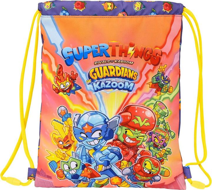 Superthings Rucksacktasche mit Bändern Guardians of Kazoom Lila Gelb (26 x 34 x 1 cm)