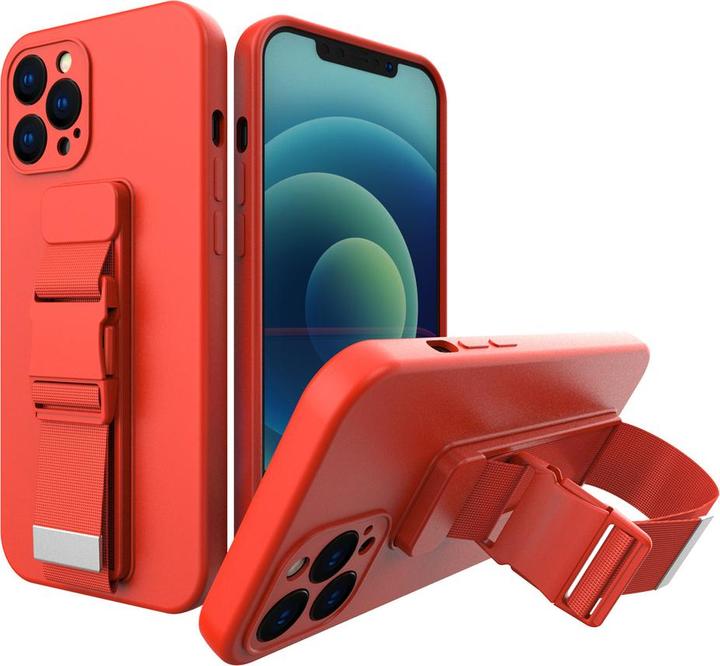 Produktbild Hurtel Kordeltasche Gelhülle mit Lanyard Kette Handtasche Lanyard iPhone 12 Pro Max rot (Apple iPhone 12 Pro Max)