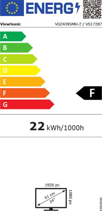 Energy Label Viewsonic Vg2439smh (1920 x 1080 pixels, 24")