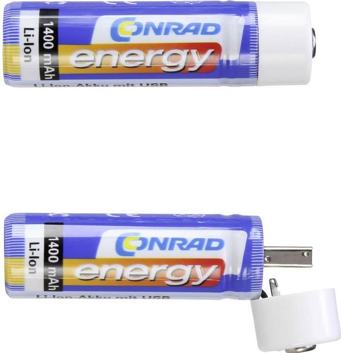 Produktbild Conrad energy Li-Ion-Akku 18650 mit USB, 2er (3.70 V, 1400 mAh)