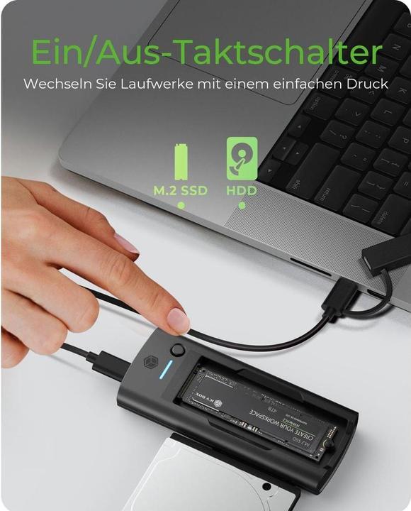 Actual product image Icy Box DockingStation for NVMe M.2 SSD & SATA drives IB-180MS-C31