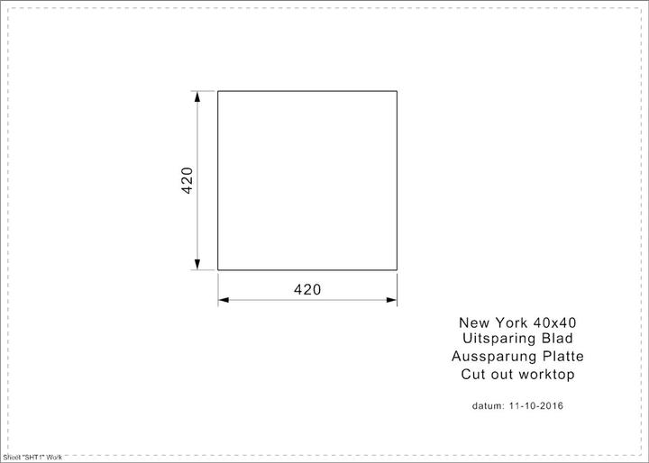 Produktbild Reginox Spülbecken, Edelstahl Küchenspüle New York 40x40 cm R27639