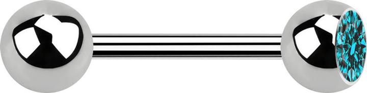 Star Piercing Barbell silber mit Kugel und Kugel Kristall aqua (ohne Messing, Titan G23)