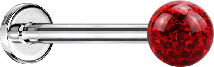 Immagine prodotto Star Piercing Micro Labret argento con sfera di cristallo rossa e strato protettivo epossidico (senza ottone, Acciaio chirurgico 316L)