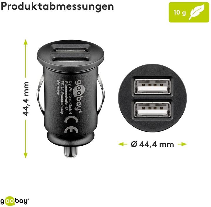 Image du produit Goobay Chargeur de voiture USB double 3,1A