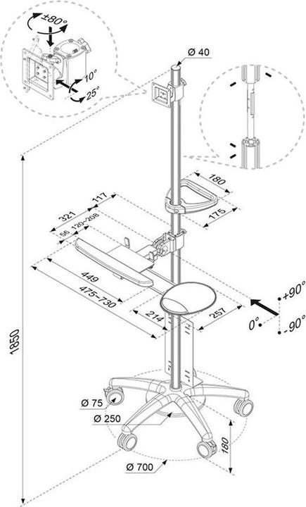 Produktbild Neomounts Fpma-Mobile1800 (Boden, 27")