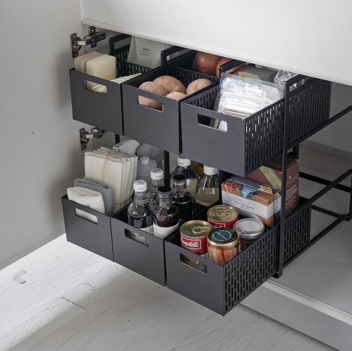 Actual product image Yamazaki Storage baskets with stand TOWER (2 x)