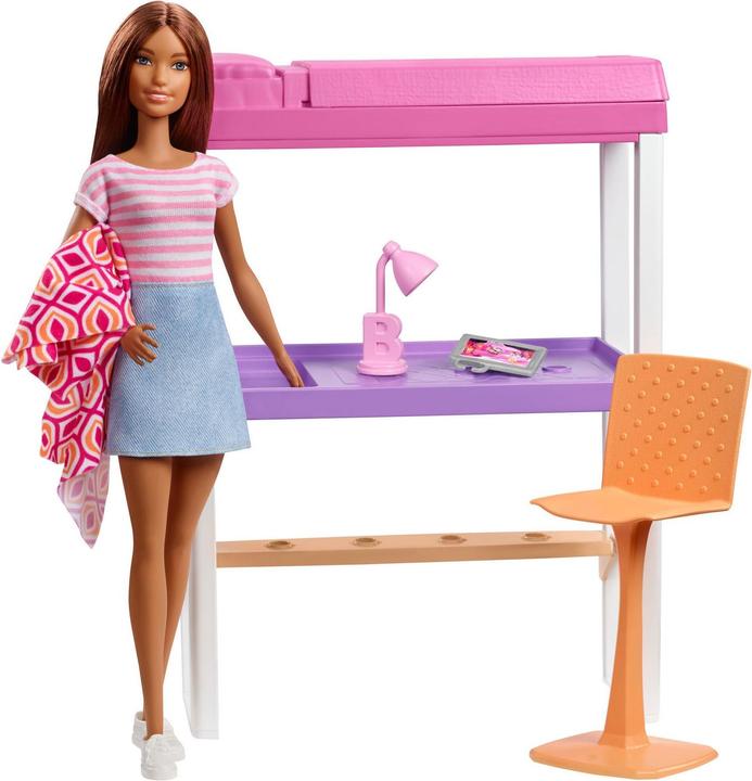 Actual product image Barbie Deluxe set furniture loft bed with desk & doll