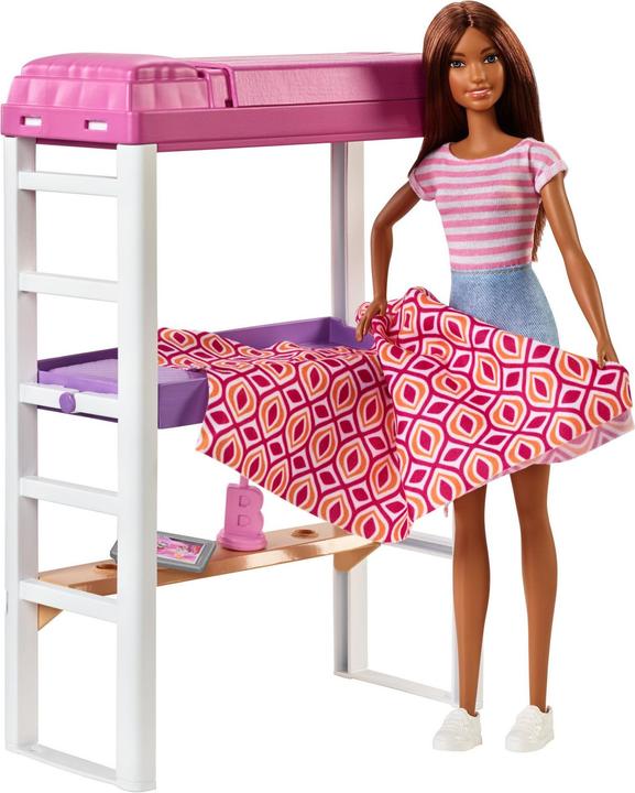 Actual product image Barbie Deluxe set furniture loft bed with desk & doll