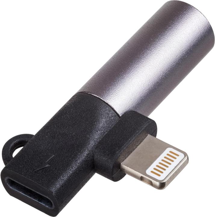 Actual product image Akyga adapter AK-AD-63 Lightning (m) / Lightning (f) / Jack 3,5 mm (Lightning, 3.5mm jack)