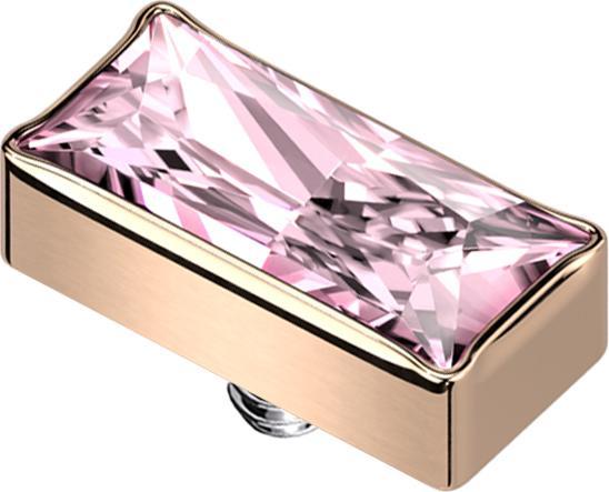 Actual product image Star Piercing Dermal Anchor rectangle rose gold crystal pink (Titanium G23, without brass)