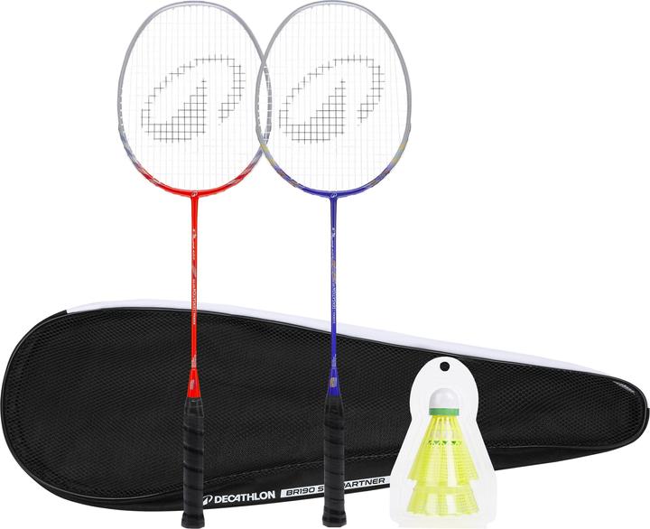 Perfly Lot Raquette De Badminton Adulte BR 190 Partner - Bleu/Rouge
