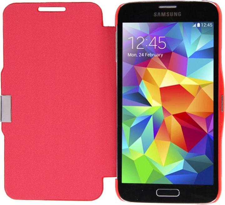 Produktbild König Design Handyhülle Tasche für Samsung Galaxy S5 mini G800 Rot gebürstet (Samsung Galaxy S5 Mini)